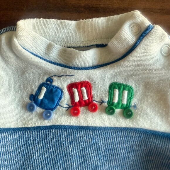 Vintage Train Shirt & Bloomers Matching Set Boys' 3-6 Months - Picture 3 of 12